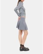 T-shirt manches longues imprimé gris mélangé