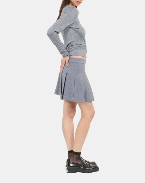 T-shirt manches longues imprimé gris mélangé