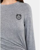 T-shirt manches longues imprimé gris mélangé