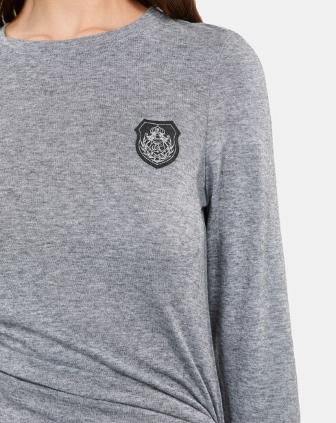 T-shirt manches longues imprimé gris mélangé