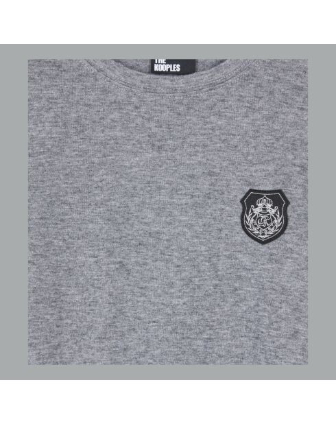 T-shirt manches longues imprimé gris mélangé