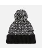 Bonnet à sequins en tweed noir et blanc