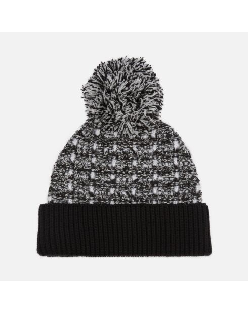 Bonnet à sequins en tweed noir et blanc
