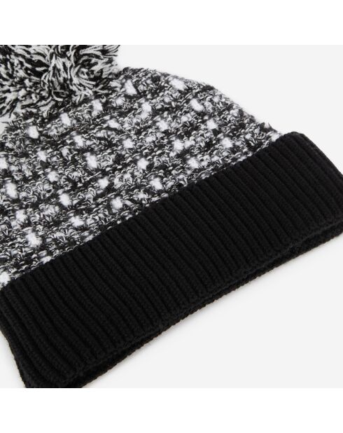 Bonnet à sequins en tweed noir et blanc