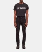 Jean slim à strass noir