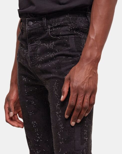 Jean slim à strass noir