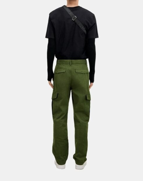 Pantalon cargo en coton kaki