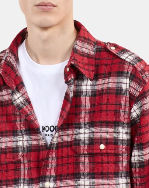 Surchemise à carreaux noirs, rouges et blancs