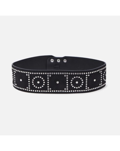 Ceinture large en cuir  avec clous noire