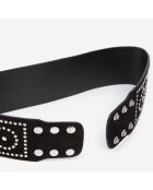 Ceinture large en cuir  avec clous noire