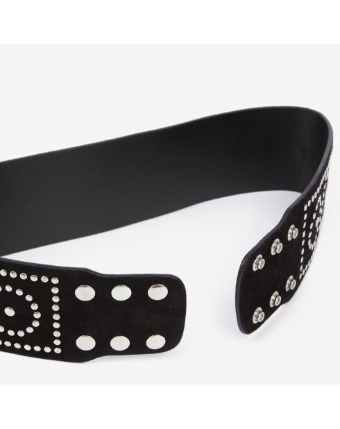 Ceinture large en cuir  avec clous noire
