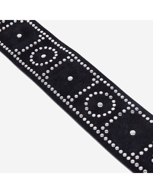 Ceinture large en cuir  avec clous noire