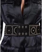 Ceinture large en cuir  avec clous noire