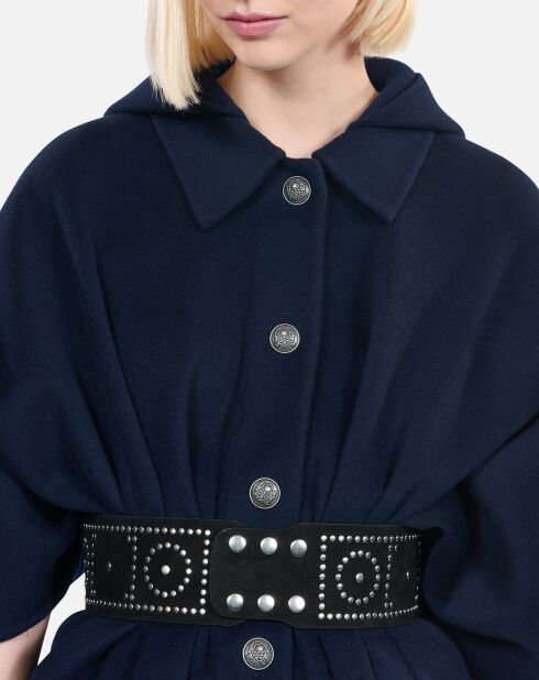 Ceinture large en cuir  avec clous noire