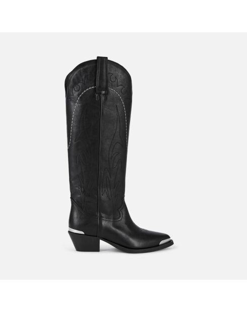 Bottes western en cuir noires