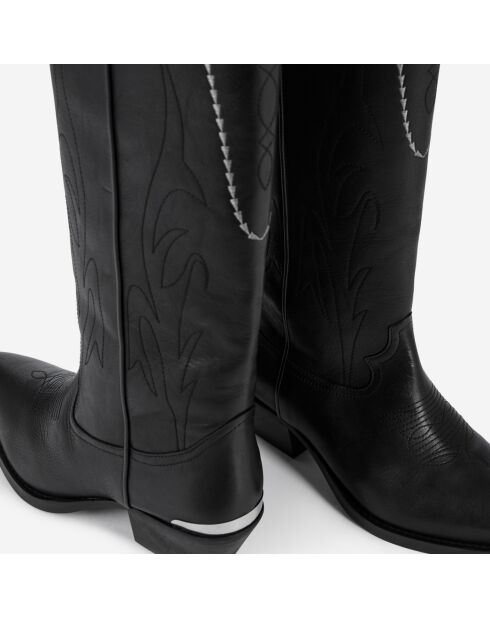Bottes western en cuir noires