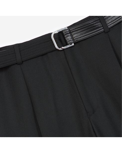 Pantalon costume laine à ceinture intégrée noire