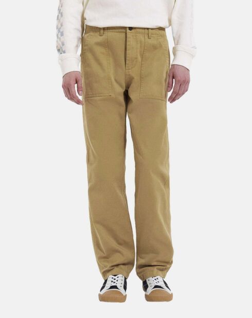 Pantalon chino en coton à poches beige