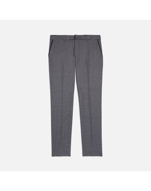 Pantalon de costume pied de poule noir et gris