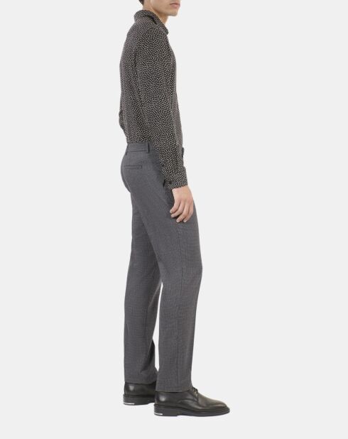 Pantalon de costume pied de poule noir et gris