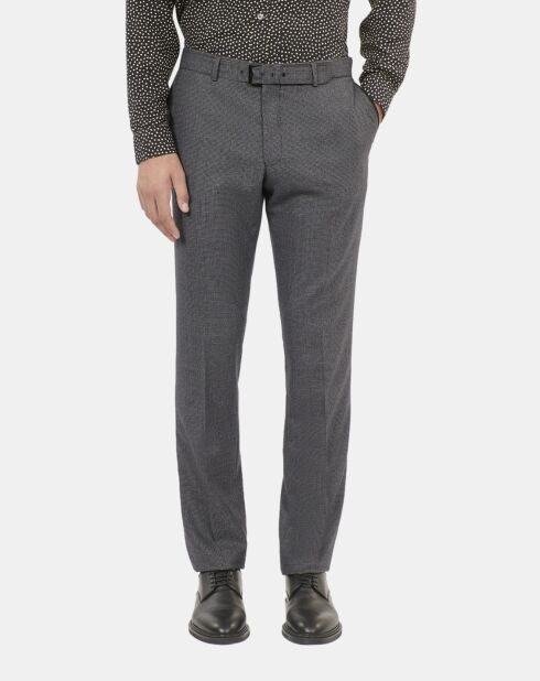 Pantalon de costume pied de poule noir et gris