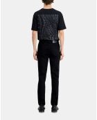 Jean  slim avec poche en cuir noir