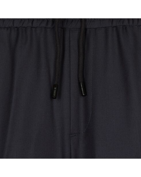 Pantalon droit en laine bleu marine