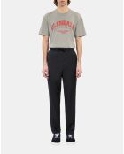 Pantalon droit en laine bleu marine