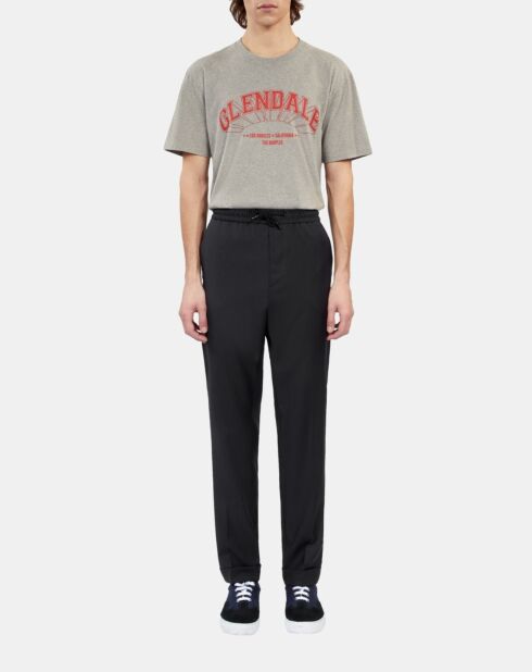 Pantalon droit en laine bleu marine