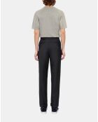 Pantalon droit en laine bleu marine