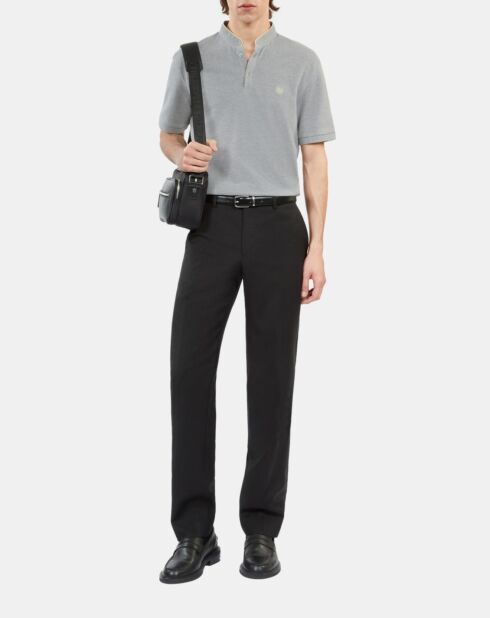 Polo en coton piqué gris et jaune