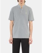 Polo en coton piqué gris et jaune