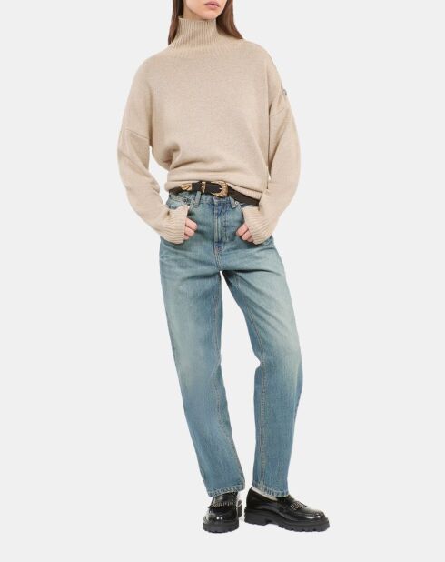 Ceinture fine à double boucle en cuir noire