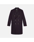 Manteau long en laine mélangée bleu marine