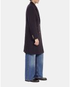 Manteau long en laine mélangée bleu marine