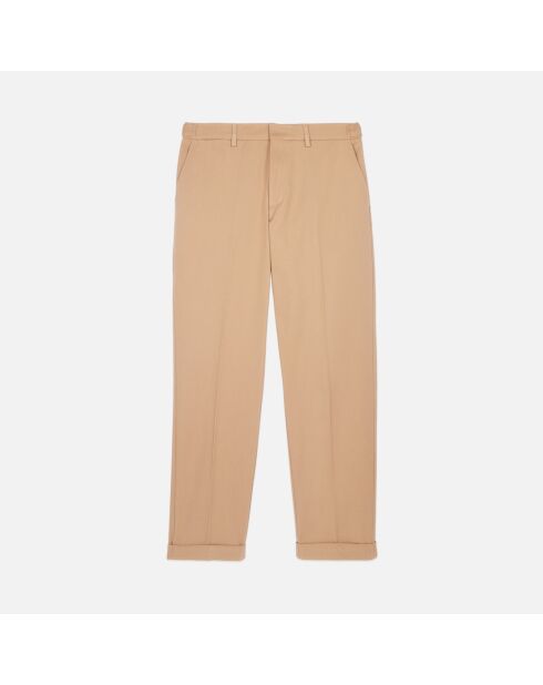 Pantalon droit en coton camel