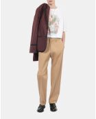 Pantalon droit en coton camel