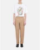 Pantalon droit en coton camel