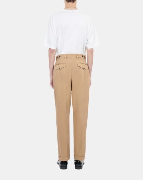Pantalon droit en coton camel