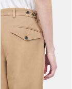 Pantalon droit en coton camel