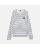 Pull Blason à rayures en laine et cachemire blanc et bleu