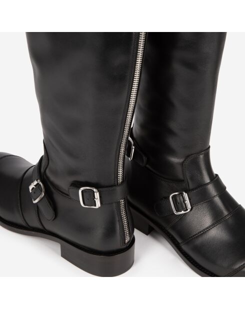 Bottes à boucles en cuir noires