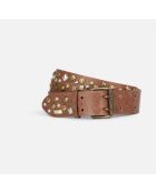 Ceinture en cuir avec rivets marron