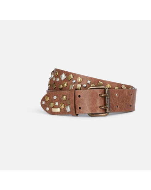 Ceinture en cuir avec rivets marron
