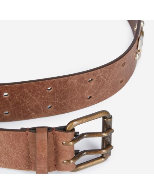 Ceinture en cuir avec rivets marron
