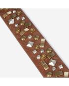 Ceinture en cuir avec rivets marron