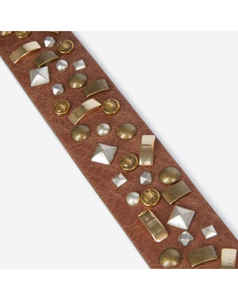 Ceinture en cuir avec rivets marron