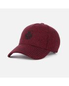 Casquette en laine pied de poule noir et rouge