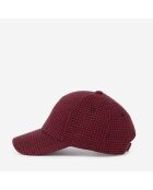 Casquette en laine pied de poule noir et rouge