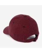 Casquette en laine pied de poule noir et rouge